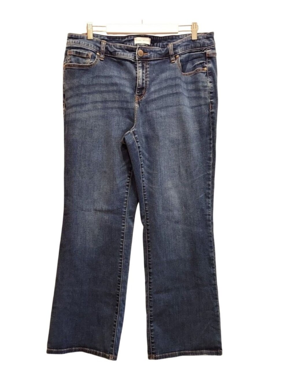 Lane Bryant Womens Size 18 Flex Magic Waist Straight Denim Jeans whiskered